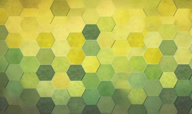 Ein grünes und gelbes Hexagonmuster mit einem grünen Hintergrund.