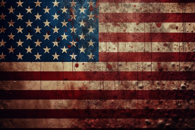 Ein Grunge-Hintergrund mit amerikanischer Flagge
