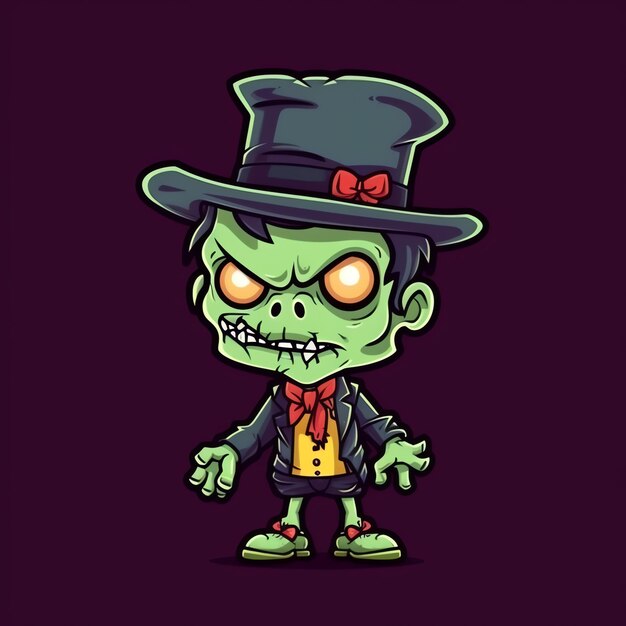 Ein gruseliger zombie im cartoon-stil. eine gruselige zombie 