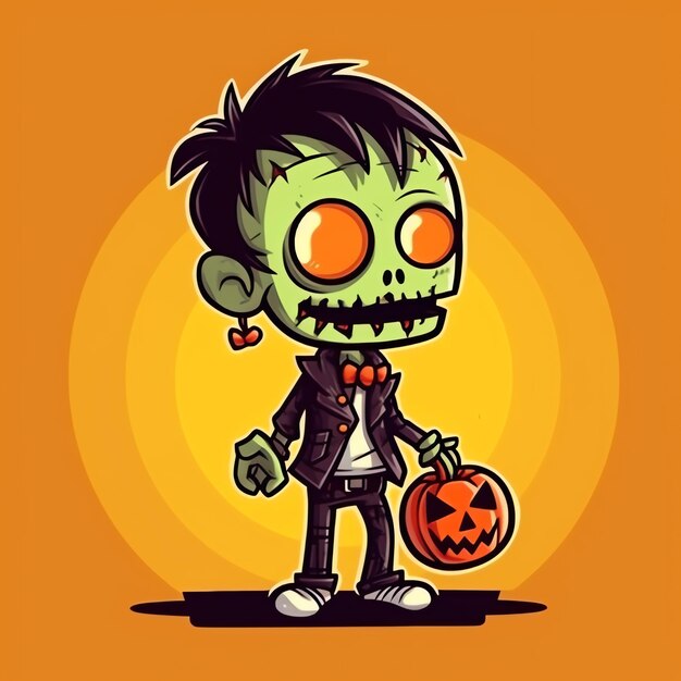 Ein gruseliger Zombie im Cartoon-Stil. Eine gruselige Zombie-Auferstehung und Krabbeln für Halloween-Feier