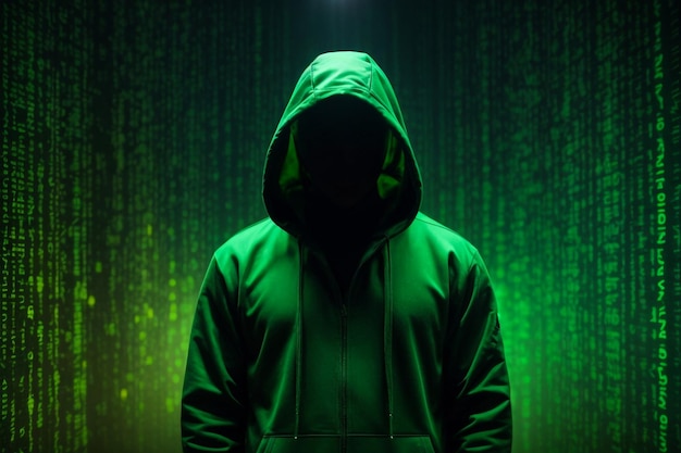 Ein Hacker druckt einen Code auf eine Laptop-Tastatur aus, um in einen Cyberspace einzubrechen