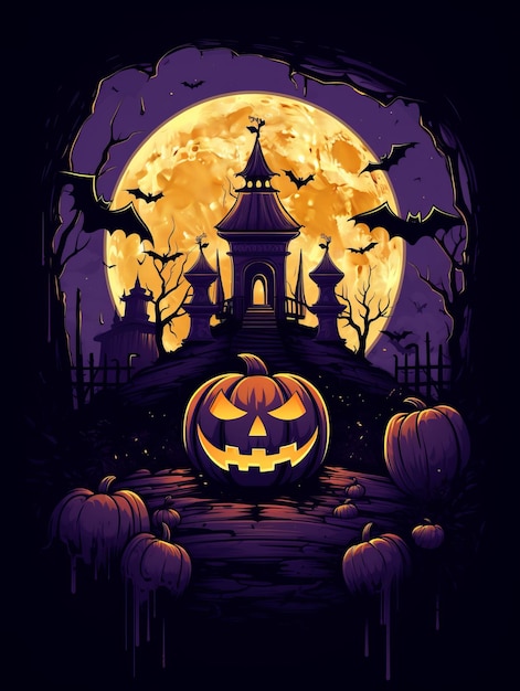 Ein Halloween-Hintergrund mit Kürbissen und Fledermäusen