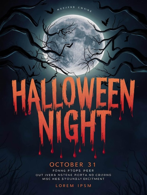 ein Halloween-Nachtag-Poster für Halloween-Nacht in der dunklen Nacht