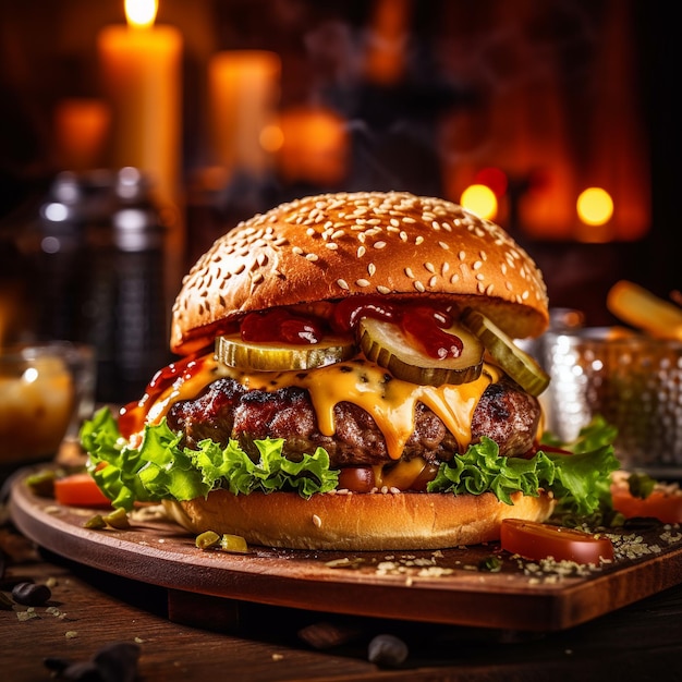Ein Hamburger mit der Aufschrift „BBQ“.