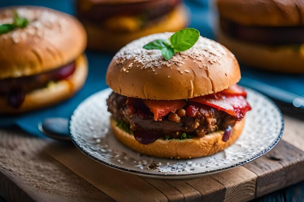 ein Hamburger mit einem Brot oben drauf