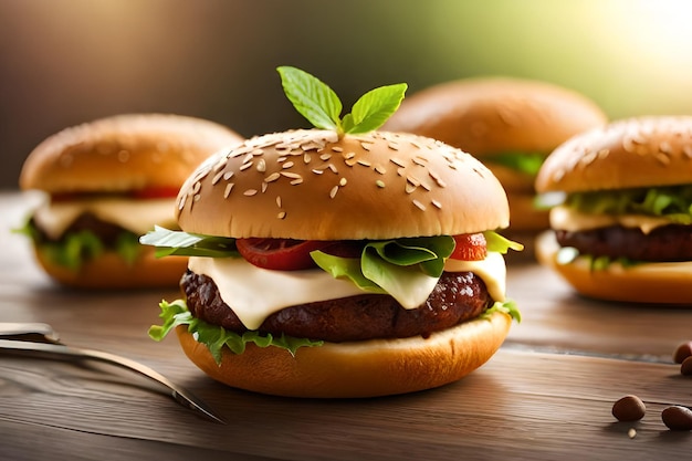 Ein Hamburger mit Käse und Tomate darauf