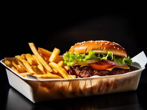 ein Hamburger mit Salat und Tomate darauf