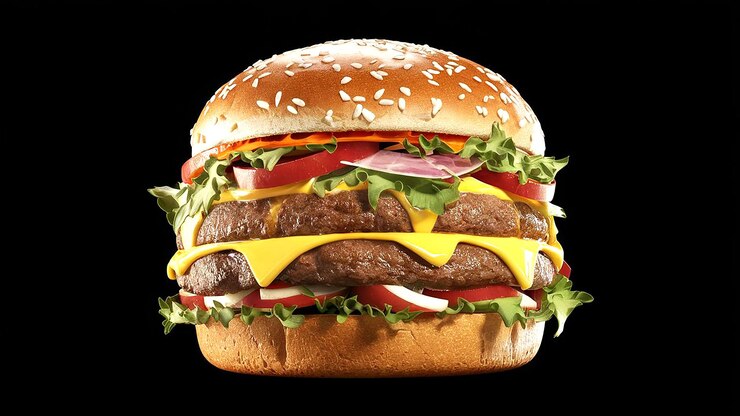 Ein Hamburger mit viel Käse und Fleisch