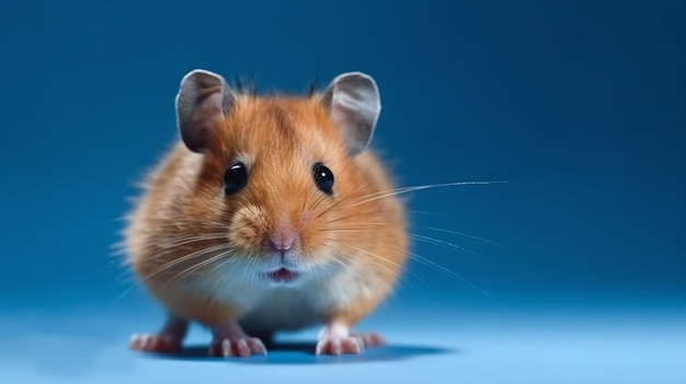 Ein Hamster auf blauem Hintergrund