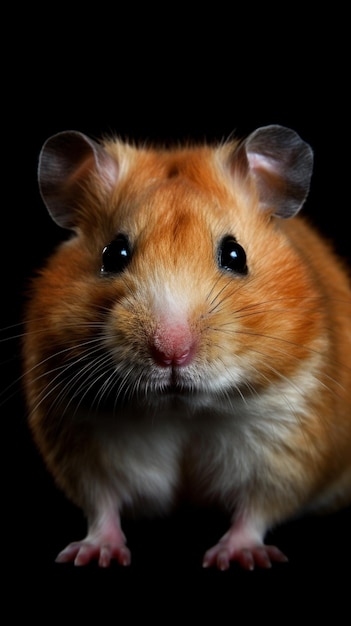 Ein Hamster mit weißer Brust und schwarzen Augen