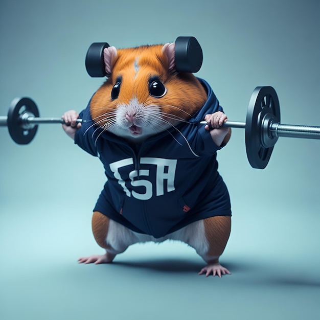 Ein Hamster trägt ein T-Shirt mit der Aufschrift „RSR“.