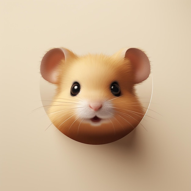 Ein Hamsterkopf mit einem Gesicht darauf