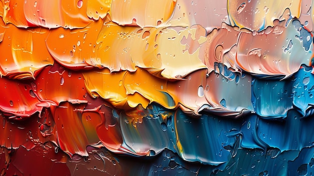 Ein handgezeichnetes Acrylgemälde auf Leinwand Hintergrund von abstrakter Kunst Farbtextur Pinselstriche von Farbe Zeitgenössische Kunst Farbige Leinwand Nahaufnahme