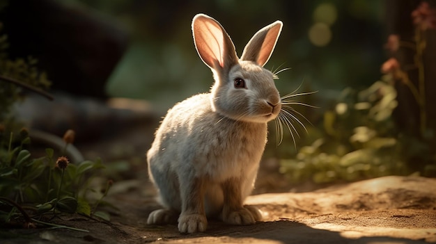 Ein Hase im Wald mit dem Wort Hase auf der Vorderseite