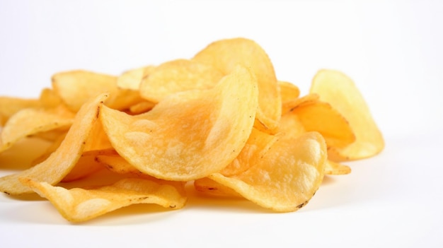 Ein Haufen Chips auf weißem Hintergrund
