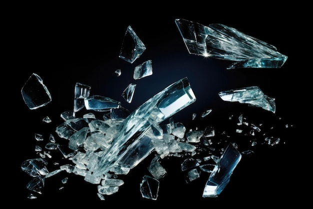 Ein Haufen Eiskristalle auf schwarzem Hintergrund