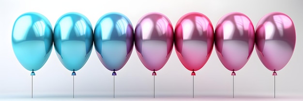 Ein Haufen farbenfroher holographischer Ballons mit Konfetti auf weißem Hintergrund