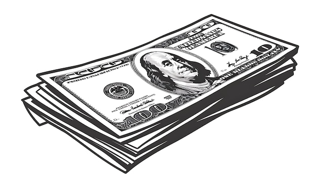 Ein Haufen Geld. Die oberste Banknote ist eine 100-Dollar-Banknote. Die anderen Banknoten werden von der obersten Banknote verdeckt.