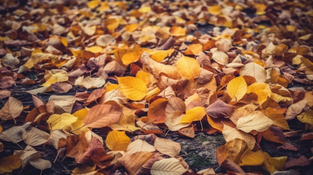 Foto ein haufen herbstblätter auf dem boden