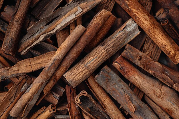 Foto ein haufen holzstäbchen, die nebeneinander sitzen