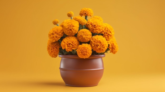 Foto ein haufen marigolds in einem topf