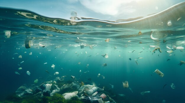 ein Haufen Müll, der im Ozean schwimmt