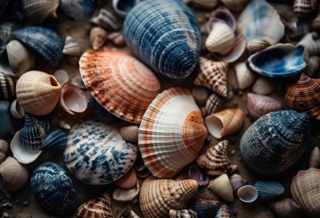 Ein Haufen Muscheln am Strand