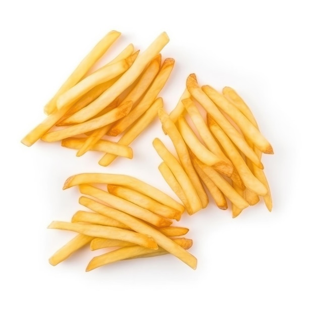 Ein Haufen Pommes Frites auf weißem Hintergrund