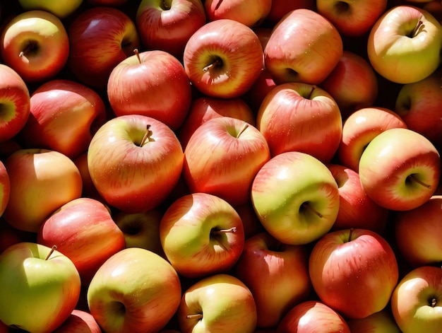 Ein Haufen roter und grüner Äpfel, die nebeneinander sitzen