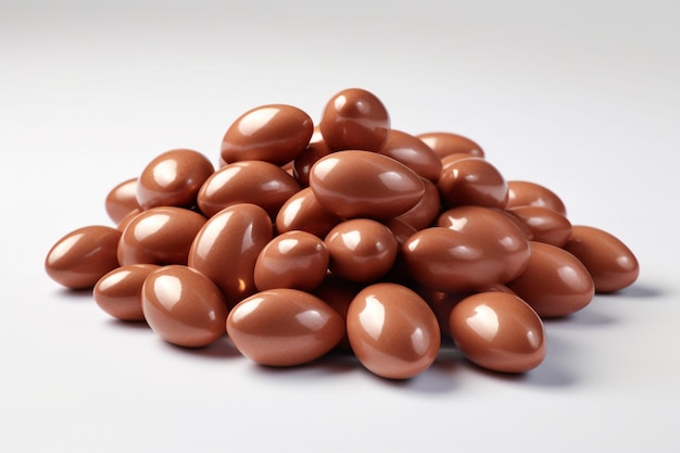 Ein Haufen Schokolade-Eier auf weißem Hintergrund