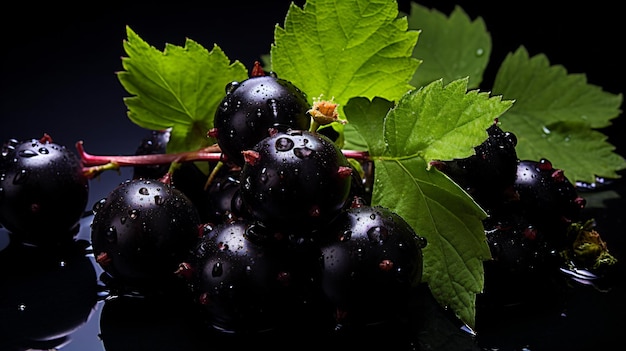 ein Haufen schwarzer Beeren mit Wassertropfen