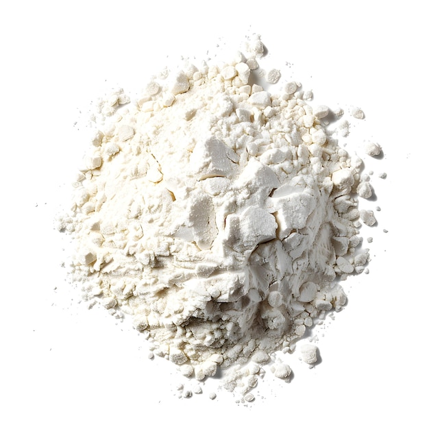 ein Haufen Zucker und ein rundes Objekt mit einem großen Kreis von Mehl