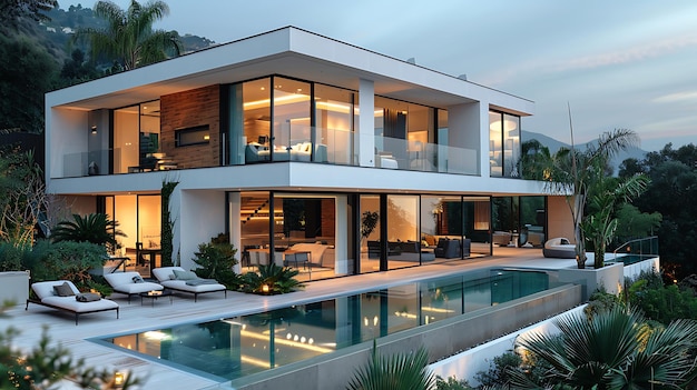 Ein Haus am Meer mit dem Sonnenuntergang im Hintergrund. Das Haus ist für 195 Millionen verkauft.