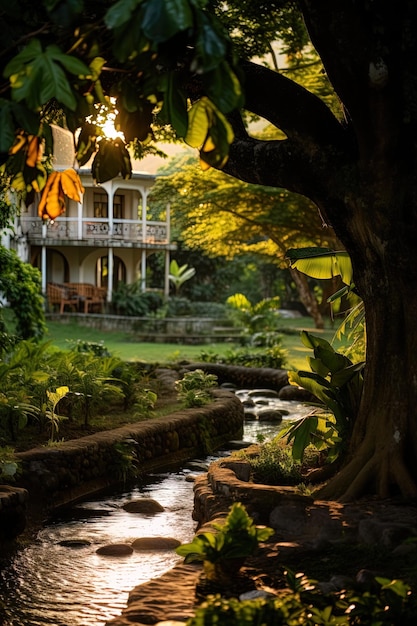 Foto ein haus im wald von person