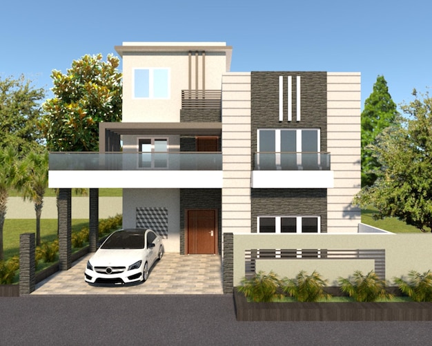 Ein Haus mit einem Auto davor