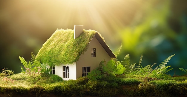 Ein Haus mit Grasdach auf einem Hügel