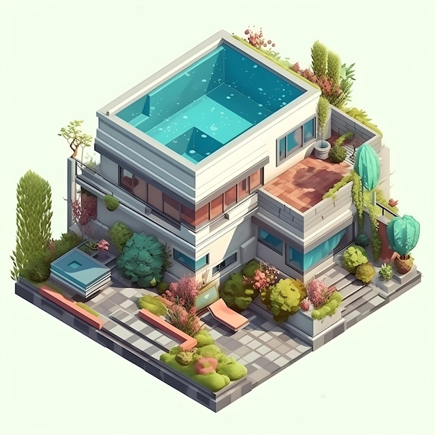 Ein Haus mit Pool und Garten