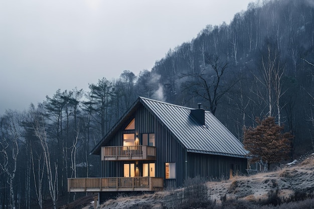 Ein Haus mitten in einem Waldgebiet