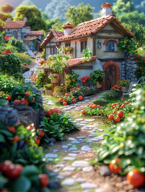 Ein Haus umgeben von einem Garten