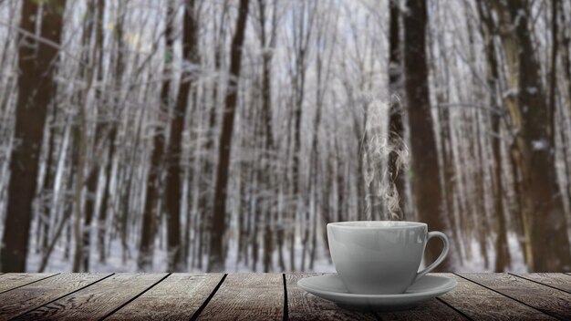 ein heißer kaffee auf dem tisch auf natürlichem hintergrund