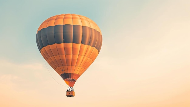 Ein Heißluftballon mit einem gelben und orangen Farbschema.