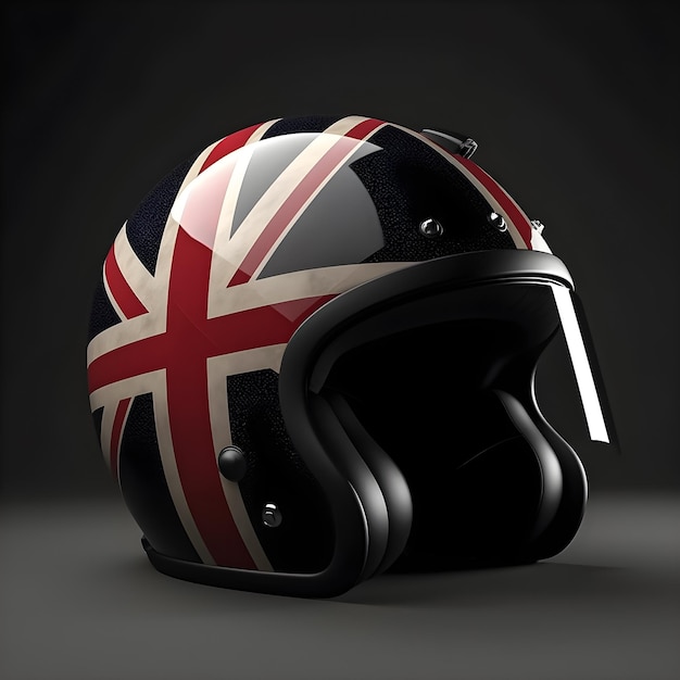 Ein Helm mit der britischen Flagge darauf