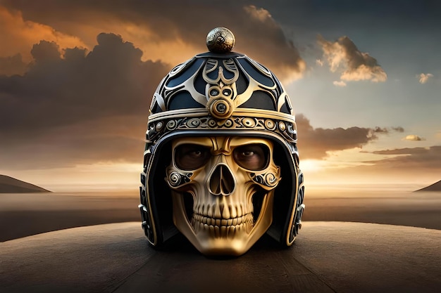 Ein Helm mit einem Schädel ist in einer Videospiel-Serie zu sehen.