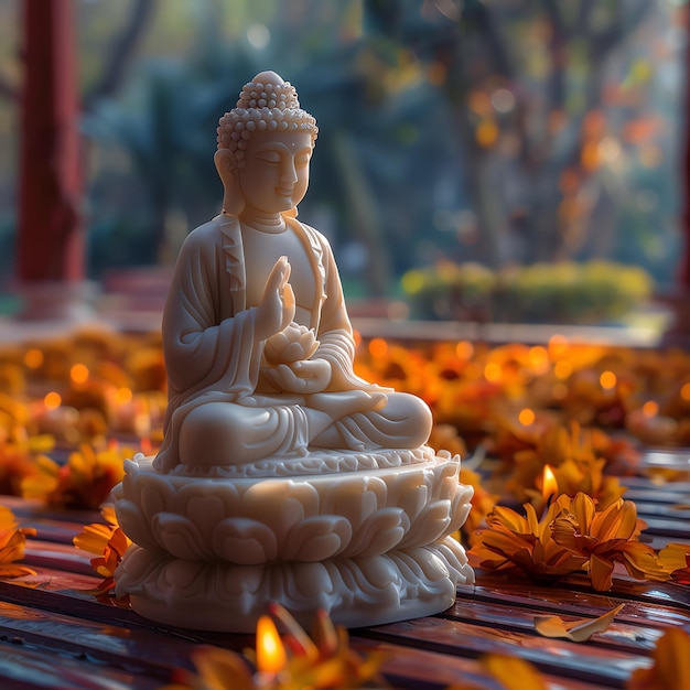 Foto ein herr buddha sitzt am vesak-buddha-purnima-tag mit copy-raum hintergrund für den vesak-festival-tag