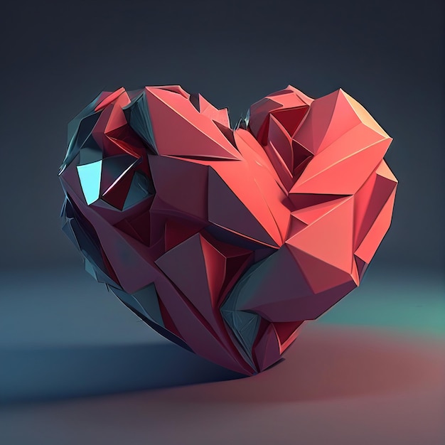 Ein Herz 3D rendert Low-Poly