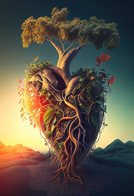 ein Herz, aus dem ein Baum wächst