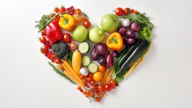 Ein Herz aus Gemüse mit dem Wort Liebe darauf