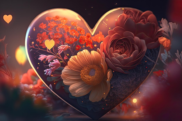 Ein Herz mit Blumen und ein Herz darauf