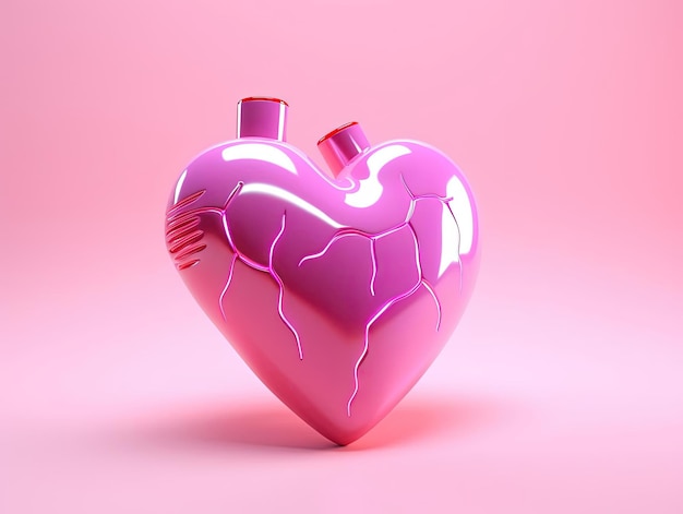 ein Herz mit einem elektrischen Impuls auf rosa Hintergrund
