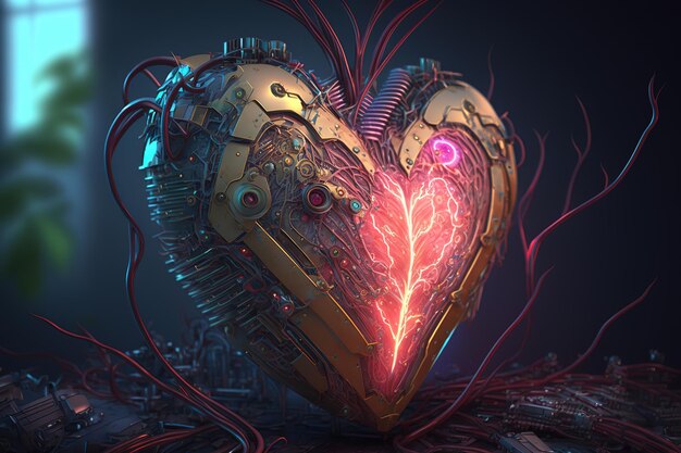 Foto ein herz mit einer cyberpunk-twist ein symbol der liebe im digitalen zeitalter generative ai